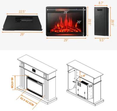 28 Inch Electric Freestanding and Recessed Fireplace with Remote