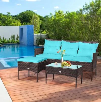 3 Pieces Patio Furniture Sectional Set with 5 Cozy Cushions