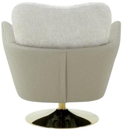 Pasargad Home Mercer Swivel Base Lounge Chair, Beige/Gold