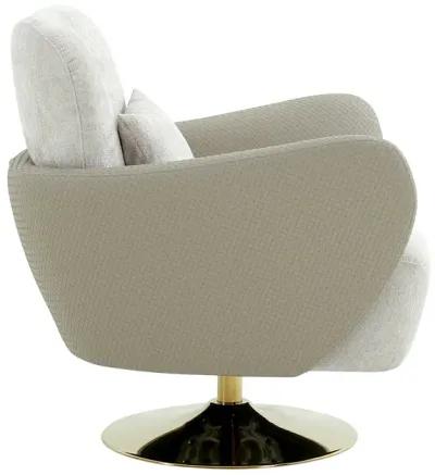 Pasargad Home Mercer Swivel Base Lounge Chair, Beige/Gold