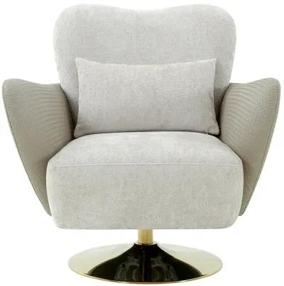 Pasargad Home Mercer Swivel Base Lounge Chair, Beige/Gold