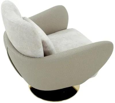 Pasargad Home Mercer Swivel Base Lounge Chair, Beige/Gold