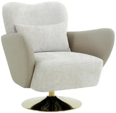 Pasargad Home Mercer Swivel Base Lounge Chair, Beige/Gold