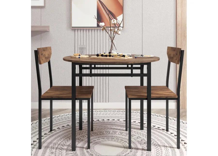 3-Piece Dining Set with Drop Leaf and 2 Chairs