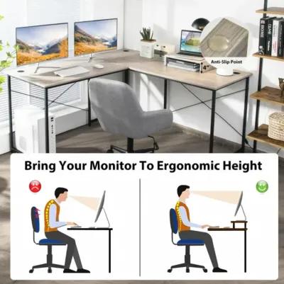 Hivvago 95 Inch 2-Person L-Shaped Long Reversible Computer Desk with Monitor Stand