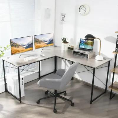 Hivvago 95 Inch 2-Person L-Shaped Long Reversible Computer Desk with Monitor Stand