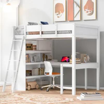 Merax Loft Bed with Desk and Shelf