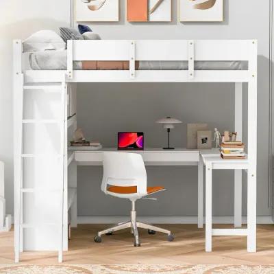 Merax Loft Bed with Desk and Shelf