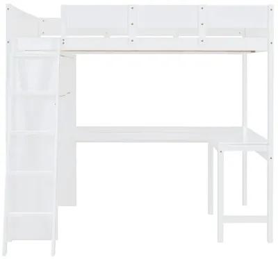 Merax Loft Bed with Desk and Shelf