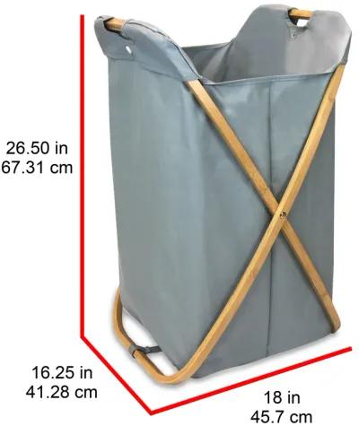 Oceanstar Bamboo Folding X-Frame Laundry Hamper Sorter