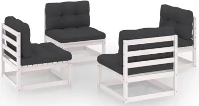 vidaXL 4 Piece Garden Lounge Set with Cushions Solid Pinewood