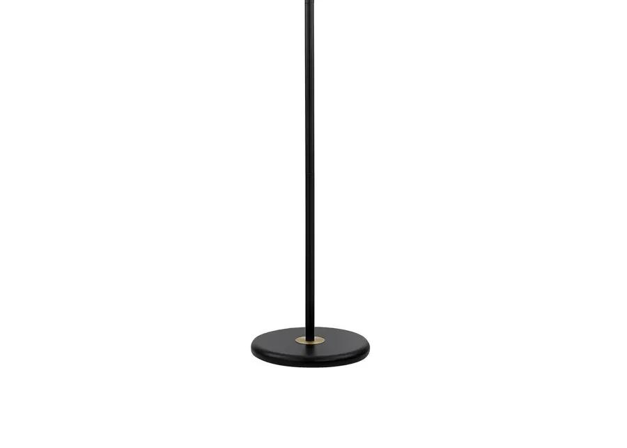 Tubular Metal Floor Lamp with Horn Style Shade, Black-Benzara