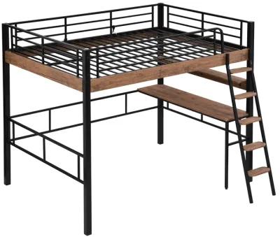 Merax Metal Frame Loft Bed with Desk  and Ladder