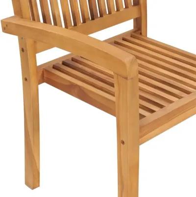 vidaXL Stacking Garden Dining Chairs 2 pcs Solid Teak Wood