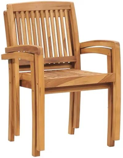 vidaXL Stacking Garden Dining Chairs 2 pcs Solid Teak Wood