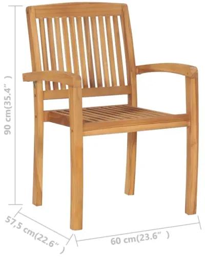 vidaXL Stacking Garden Dining Chairs 2 pcs Solid Teak Wood