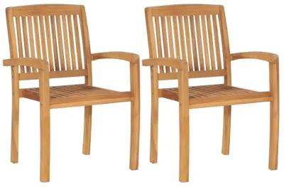 vidaXL Stacking Garden Dining Chairs 2 pcs Solid Teak Wood