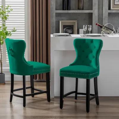 WestinTrends 24" Tufted Velvet Counter Stool (Set of 2)