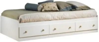 Twin Size Mates Platform Bed in White/Maple with 2 Storage Drawers