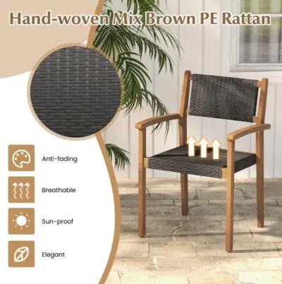 Hivvago Set of 2 Stackable Outdoor Wicker Dining Chair