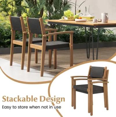 Hivvago Set of 2 Stackable Outdoor Wicker Dining Chair