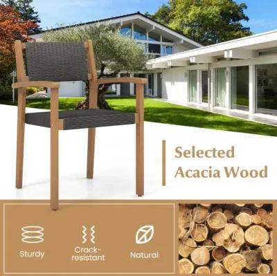 Hivvago Set of 2 Stackable Outdoor Wicker Dining Chair