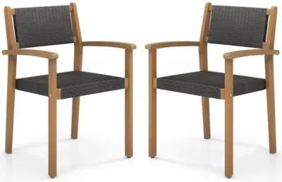 Hivvago Set of 2 Stackable Outdoor Wicker Dining Chair