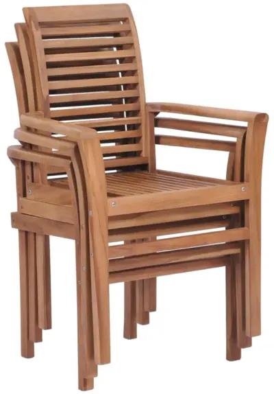 vidaXL Stacking Dining Chairs 4 pcs Solid Teak