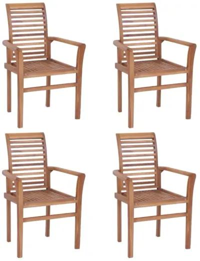 vidaXL Stacking Dining Chairs 4 pcs Solid Teak