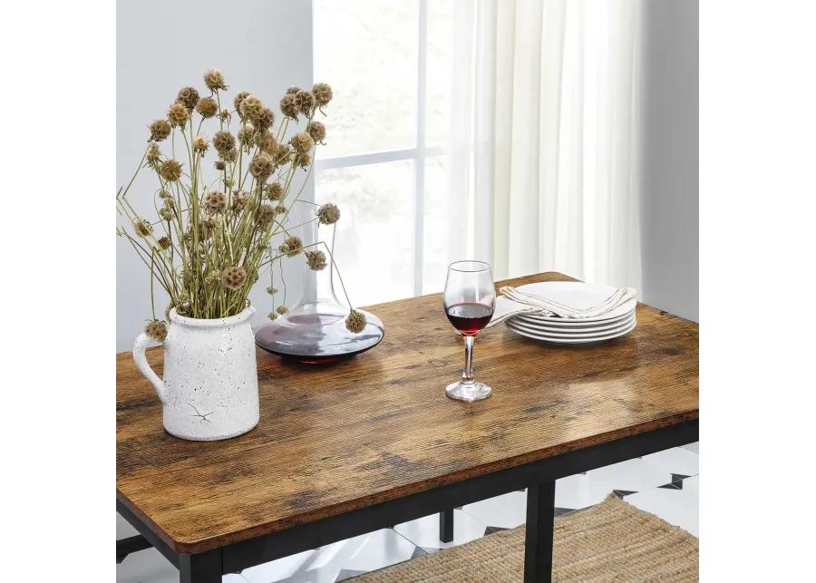 3-Piece Dining Table Set with Benches - Rustic Brown and Black