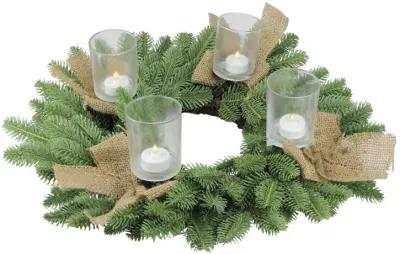 Green and Brown Pine Artificial Christmas Wreath with Candle Holder - 21-Inch  Unlit