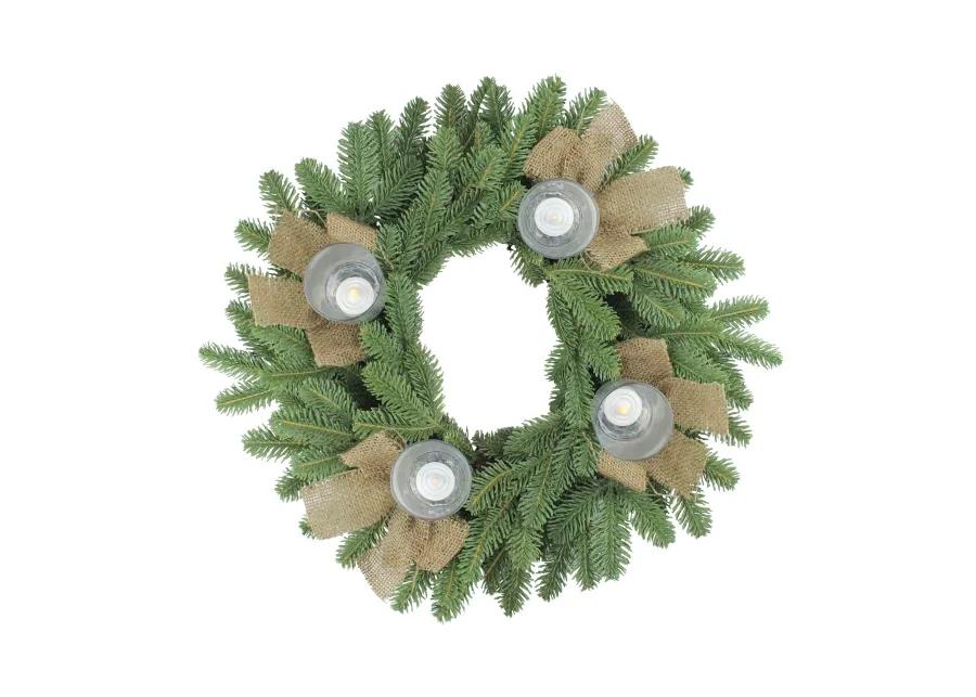 Green and Brown Pine Artificial Christmas Wreath with Candle Holder - 21-Inch  Unlit