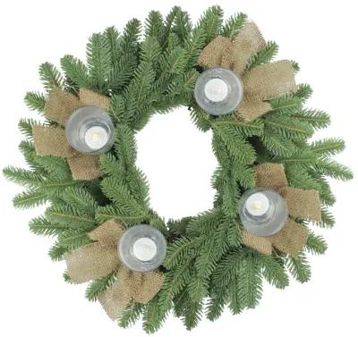 Green and Brown Pine Artificial Christmas Wreath with Candle Holder - 21-Inch  Unlit