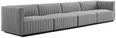 Conjure Channel Tufted Upholstered Fabric 4-Piece Sofa