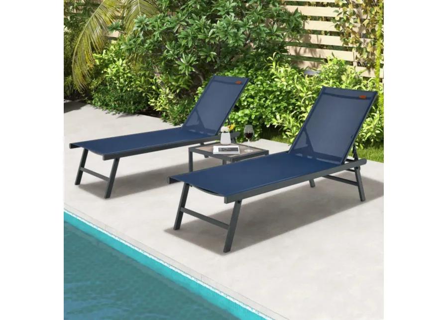 Hivvago 3 Pieces Patio Chaise Lounge Chair and Table Set for Poolside Yard