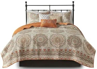 Gracie Mills Lilly 6 Piece Medallion Reversible Quilt Set with Decorative Pillows