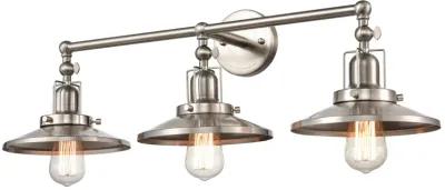 English Pub 28'' Wide 3-Light Nickel Vanity Light