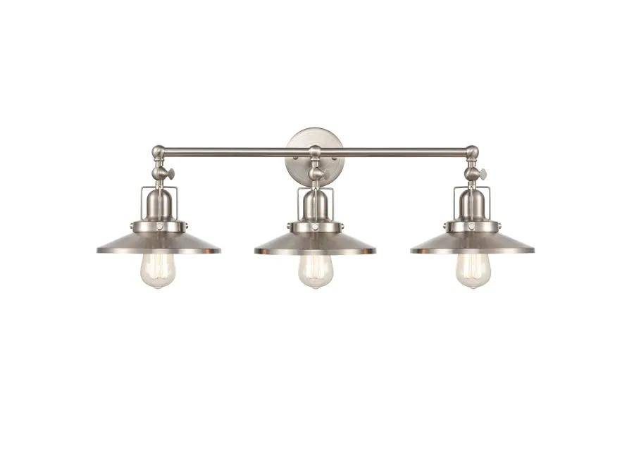 English Pub 28'' Wide 3-Light Nickel Vanity Light