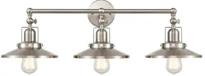 English Pub 28'' Wide 3-Light Nickel Vanity Light