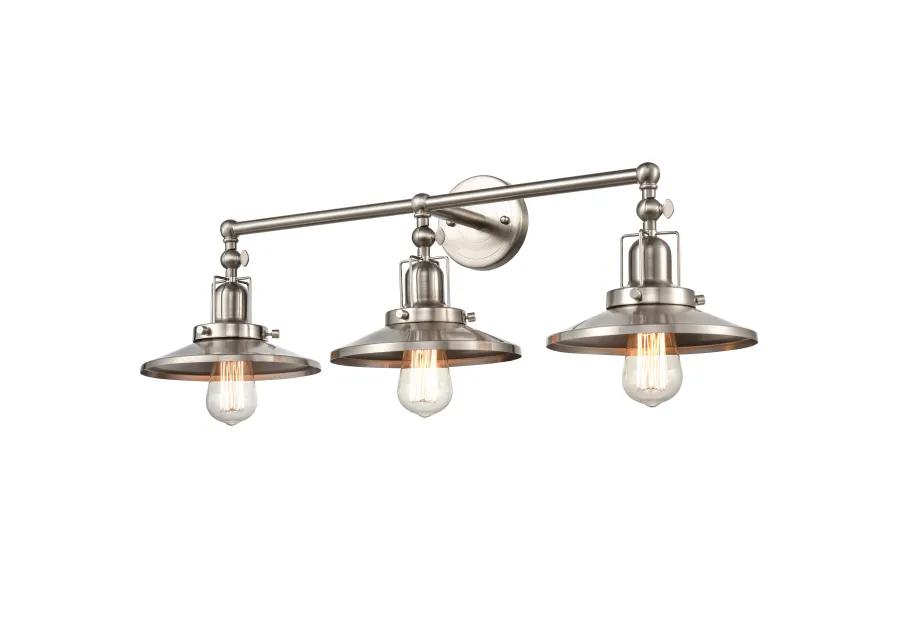 English Pub 28'' Wide 3-Light Nickel Vanity Light