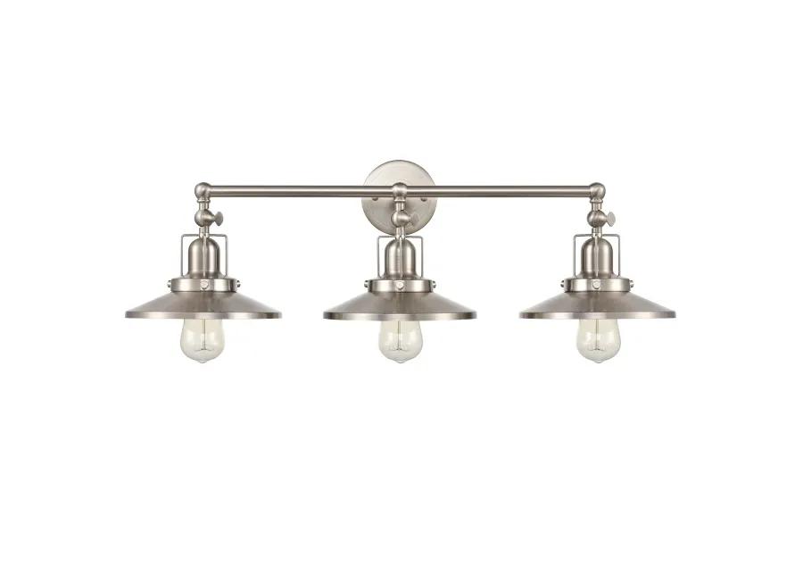 English Pub 28'' Wide 3-Light Nickel Vanity Light