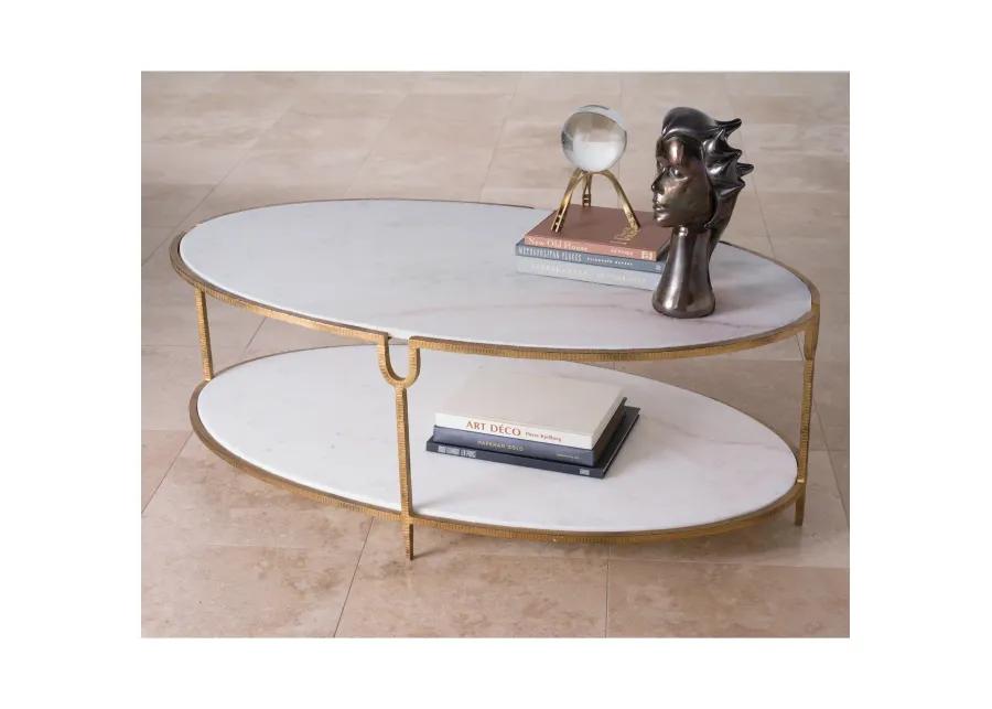 Iron and Stone Oval Coffee Table