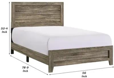 Full Size Wooden Bed with Panel Design Headboard, Rustic Brown - Benzara