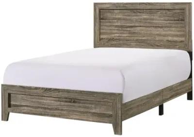 Full Size Wooden Bed with Panel Design Headboard, Rustic Brown - Benzara