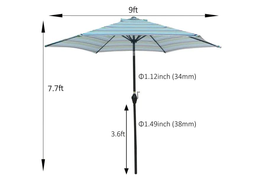 9FT UMBRELLA Blue Stripes