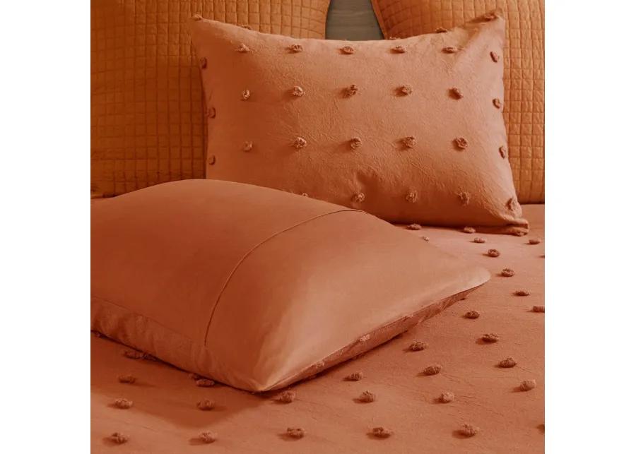 Gracie Mills Mikel Chenille Dot Cotton Jacquard Comforter Set with Euro Shams and Throw Pillows