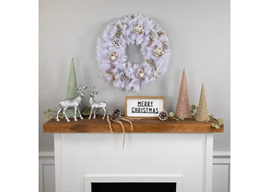 Icy White Iridescent Spruce Artificial Christmas Wreath  24-Inch  Unlit