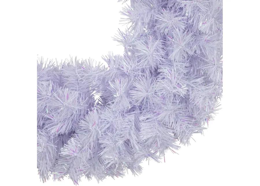 Icy White Iridescent Spruce Artificial Christmas Wreath  24-Inch  Unlit