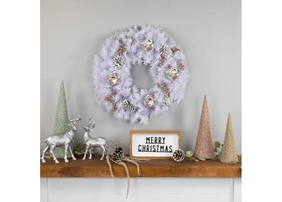 Icy White Iridescent Spruce Artificial Christmas Wreath  24-Inch  Unlit