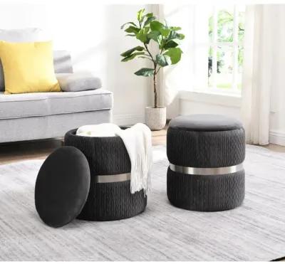 Techni Mobili Storage Ottoman, Grey